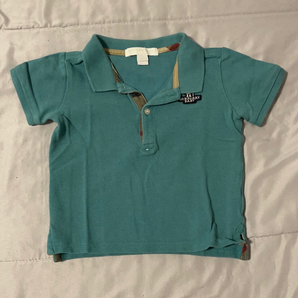 Teal blue Burberry polo
